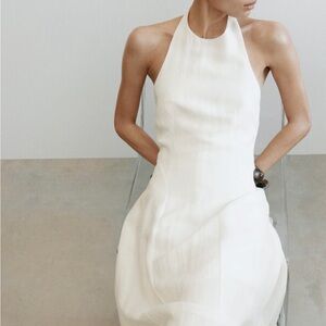 Flared White Halter Neck Dress